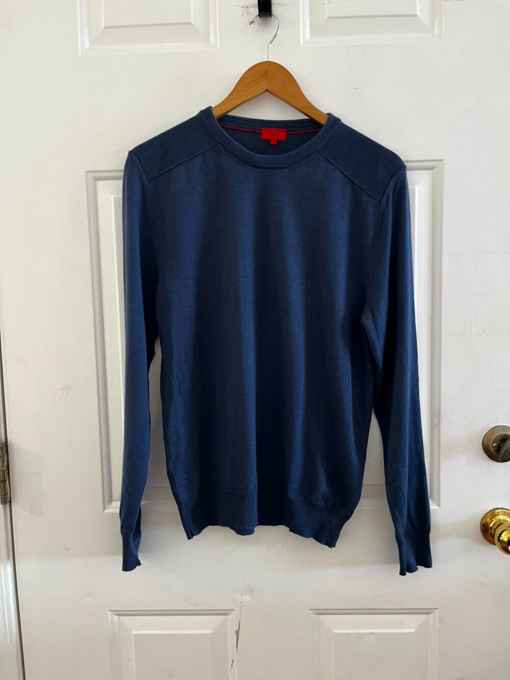Isaia Men's Blue Cashmere/Silk/Wool Blend Pull-Over Crewneck Sweater Sz Med